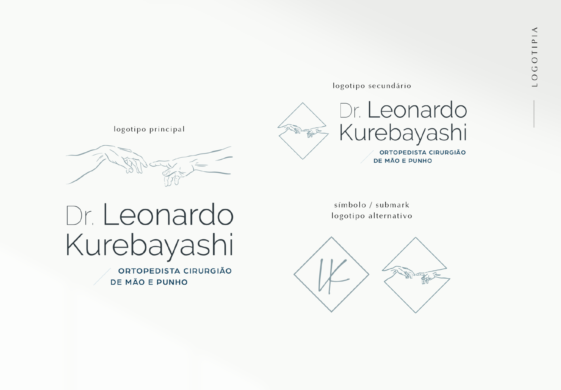 Um conjunto de logotipos para dr. leonardo kurebayashi sobre um fundo branco.