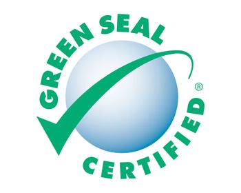 A green seal certified logo on a white background