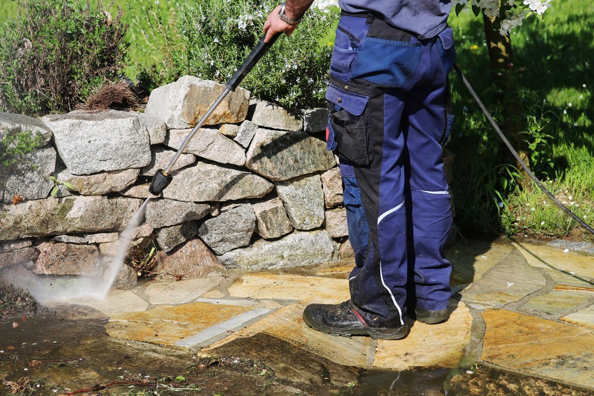 Janitor Using A Pressure Washer — Seguin, TX — Ewald's Soft Wash & Pressure Washing