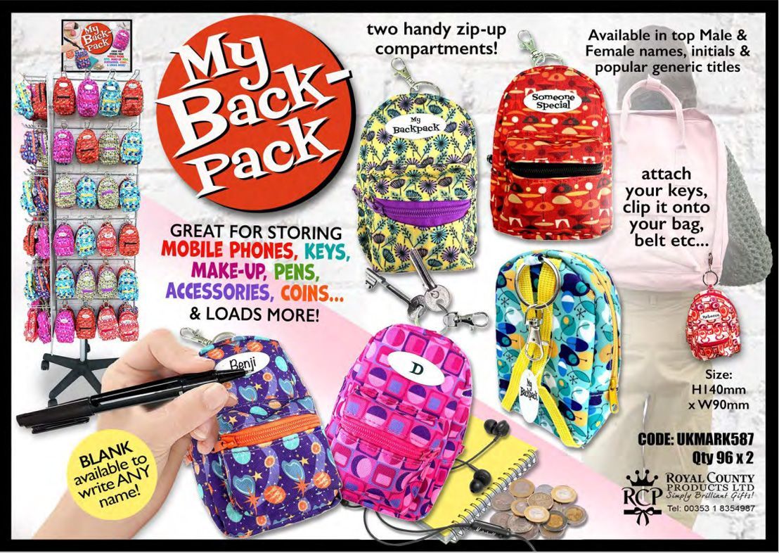 Personalised mini backpacks from Royal County Products