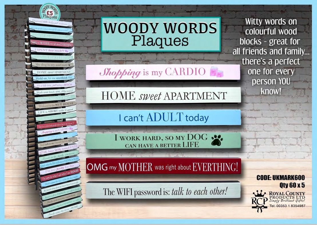Woody Word Plaques from Royal County Products