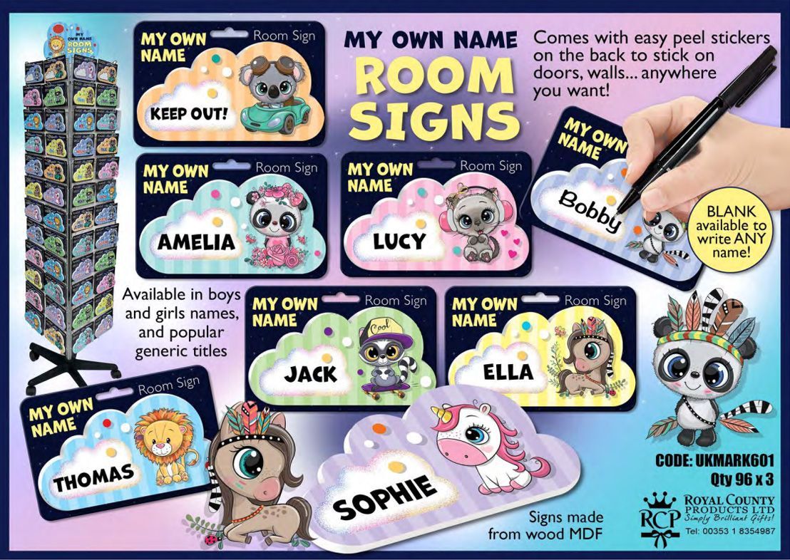 Room signs from Royal County Products