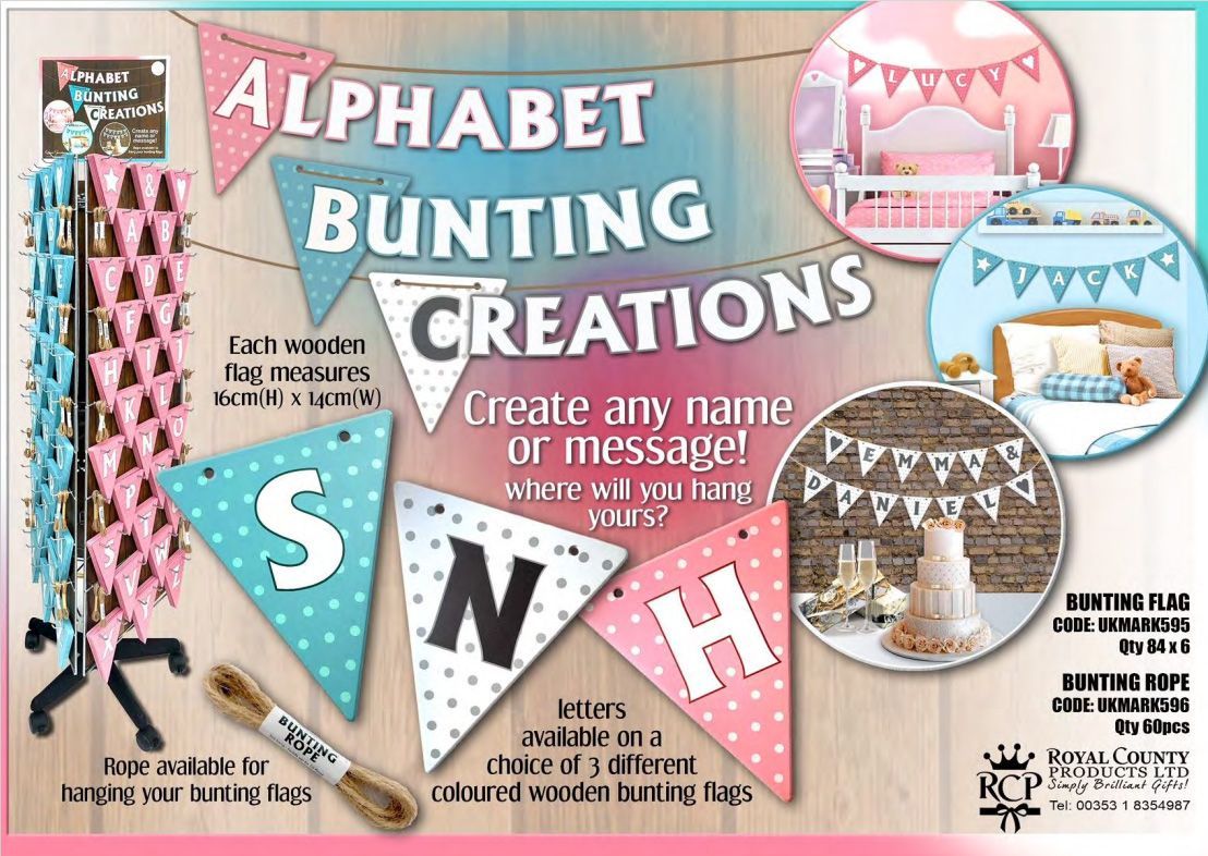 Alphabet Bunting Creations from Royal County Products