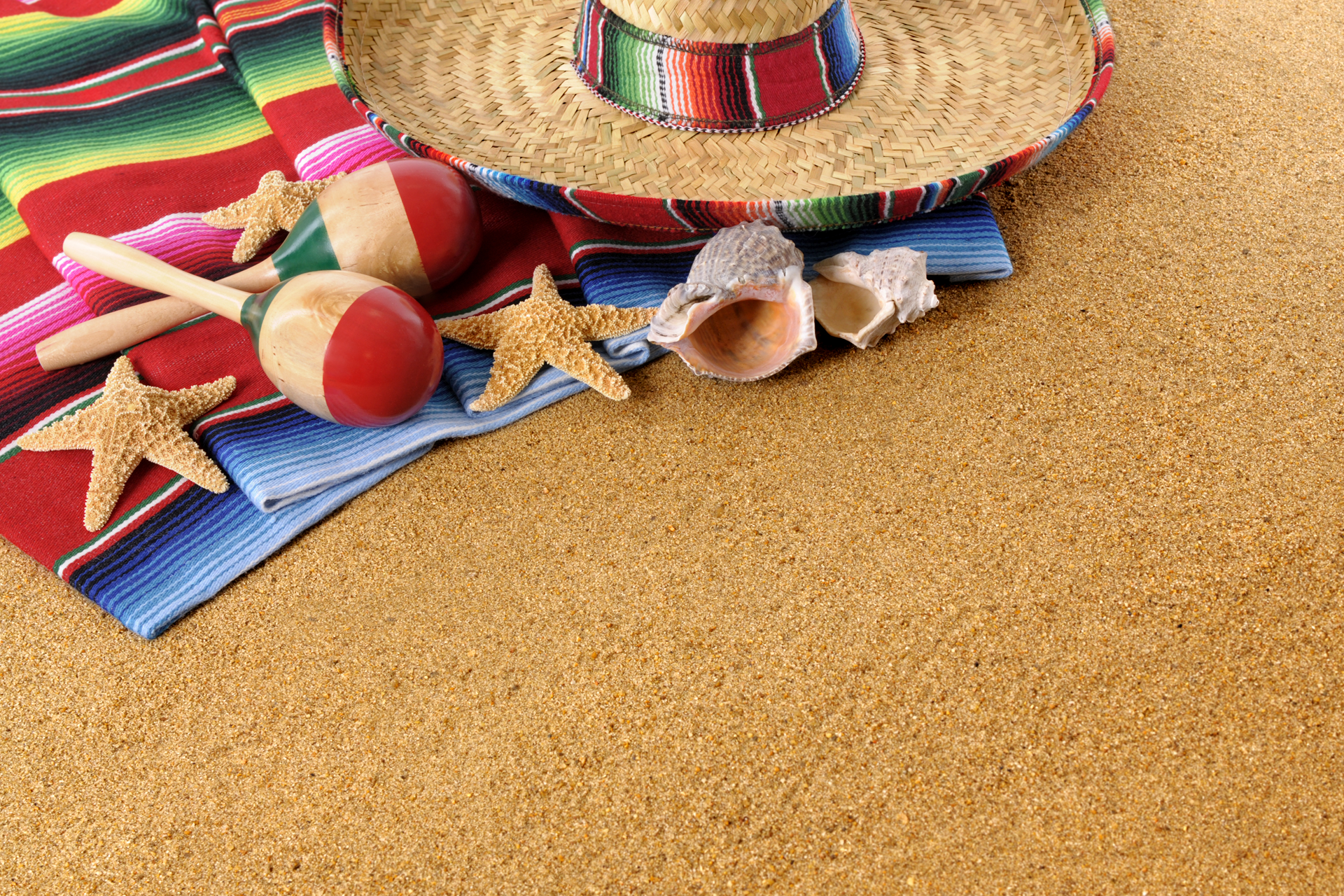 Sombrero, and blanket on a beach