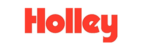 A red holley logo on a white background