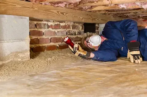 Beloit Pest Control completing a termite inspection.