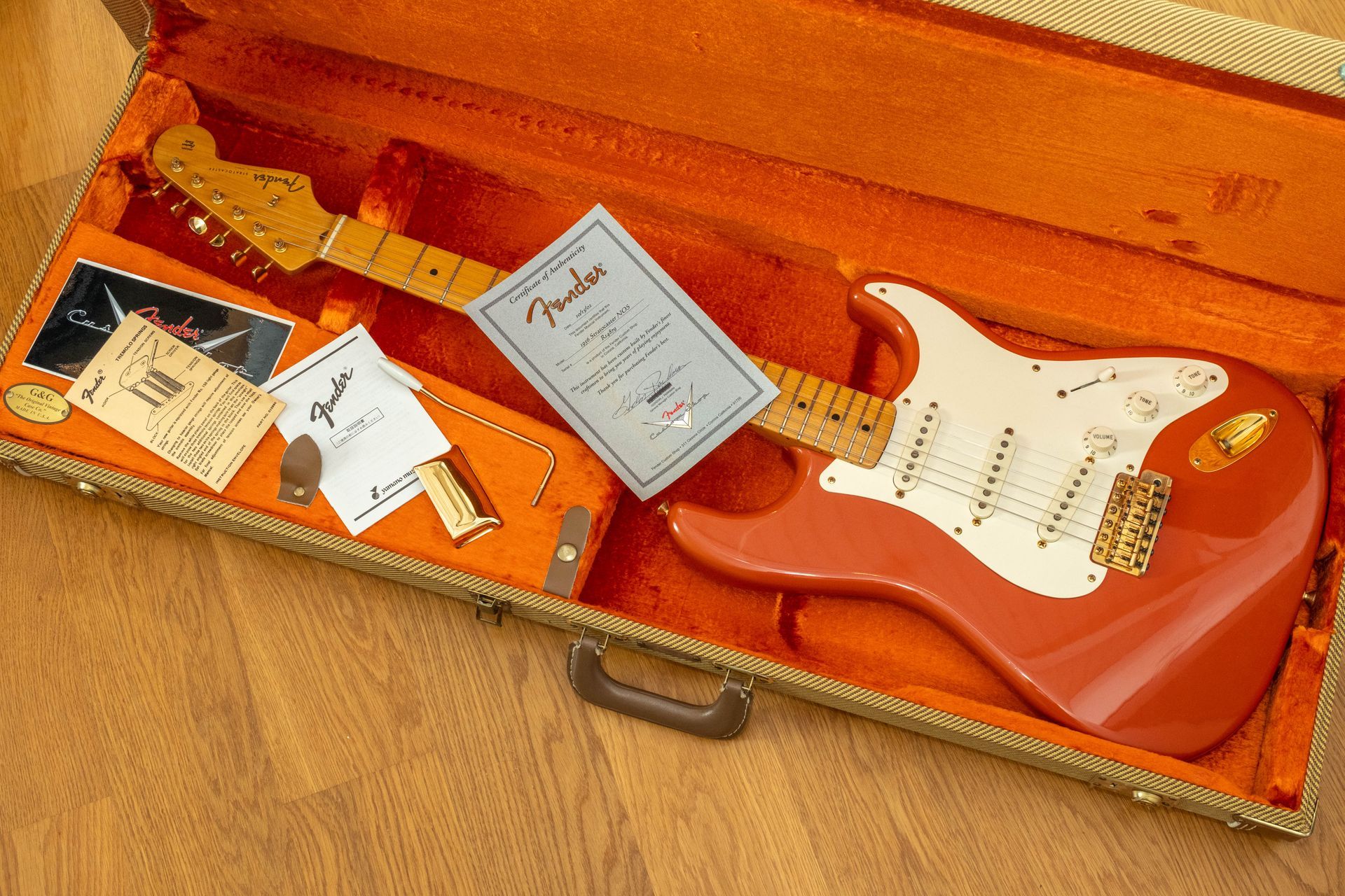 2002 Fender Custom Shop ’56 Stratocaster NOS Fiesta Red, Gold Hardware Yamano Limited Run