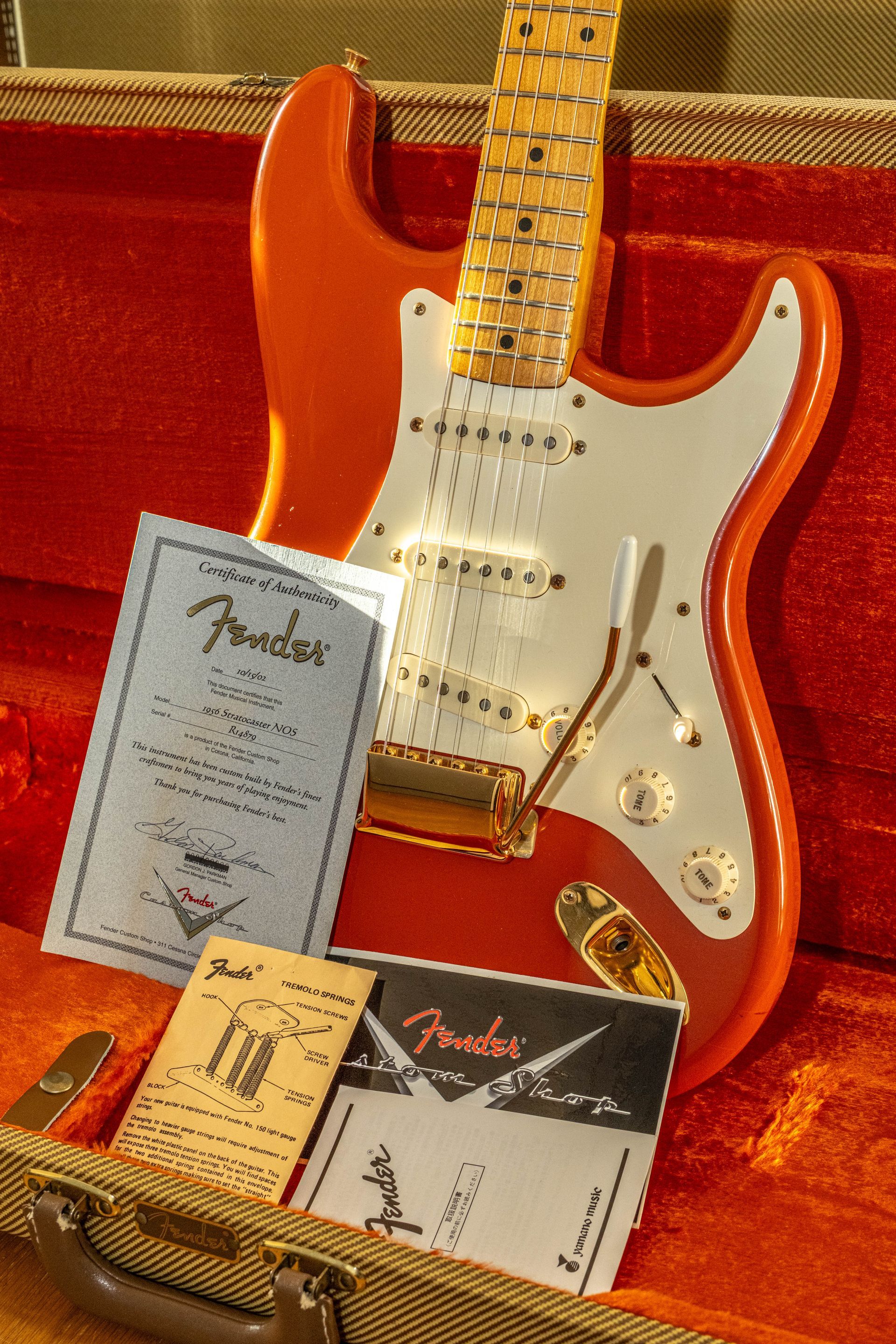 2002 Fender Custom Shop ’56 Stratocaster NOS Fiesta Red, Gold Hardware Yamano Limited Run