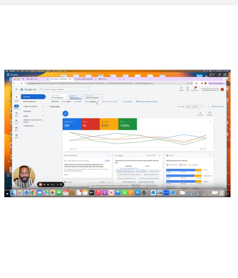 A computer screen showing business analytics