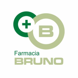 Logotipo de Farmacia Bruno: un círculo verde con una cruz blanca superpuesto a un círculo verde más claro con una 