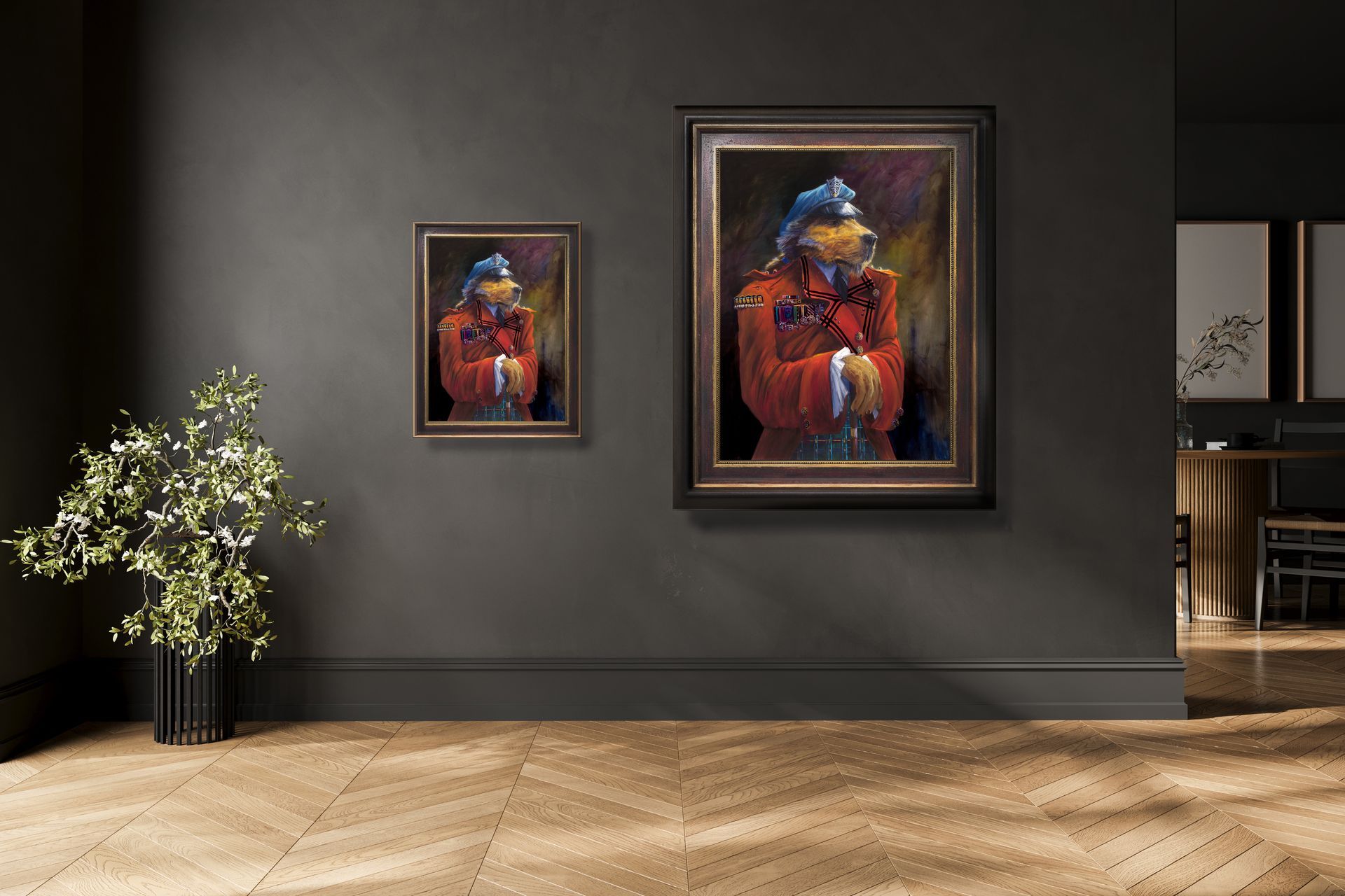 Painting of Baron Rhonstadt of Beaconsfield framed and on wall