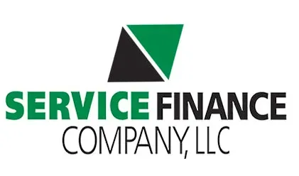 the logo for service finance company , llc is green and black .