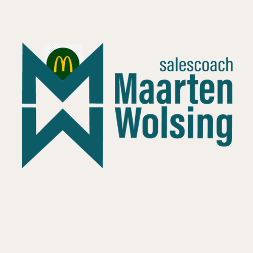 Logo: Verkoopcoach Maarten Wolsing met een gestileerde turquoise 