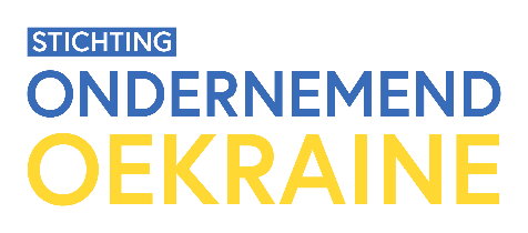A blue and yellow logo for stichting ondernemend oekraine