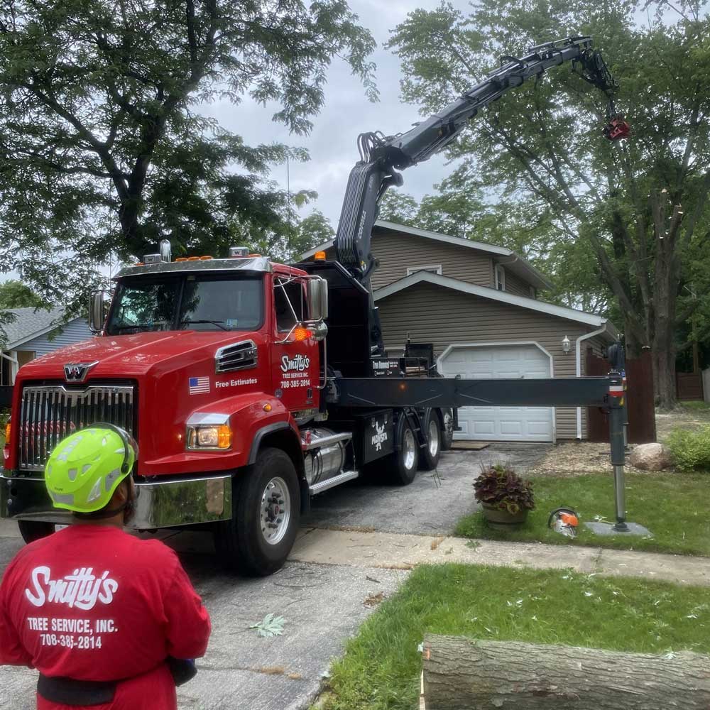 Man Controlling Tree Removal Machine — Alsip, IL — Smitty’s Tree Service