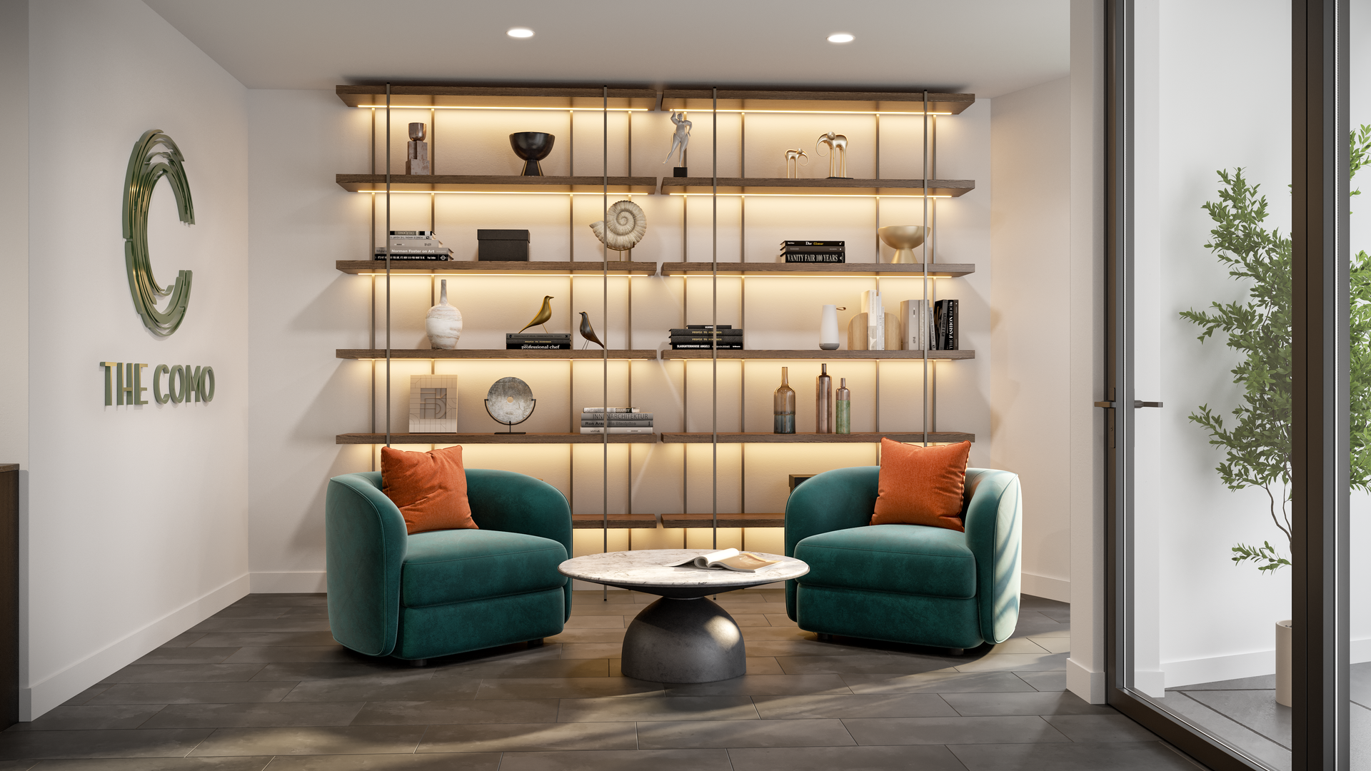 A living room with two chairs and a coffee table