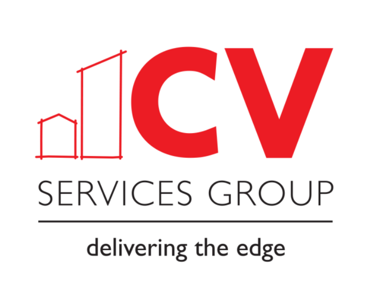 Logo for CV Services Group, red 