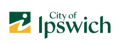 City of Ipswich logo: Green and gold square with stylized 