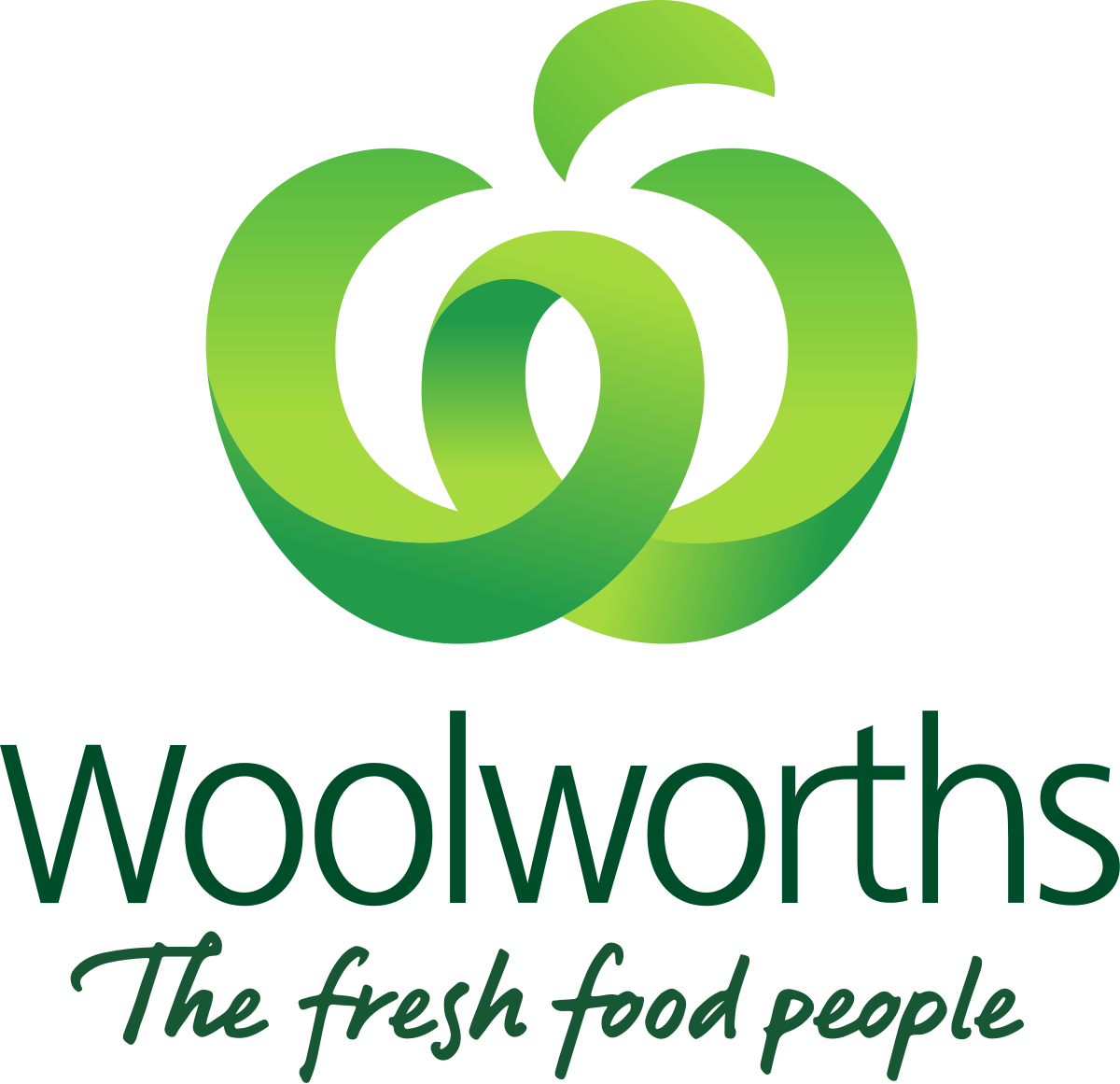 Woolworths logo: Green apple shape with text 
