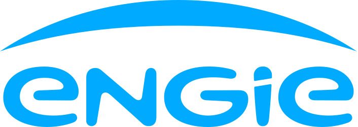 Engie logo: blue text with a curved blue line above.