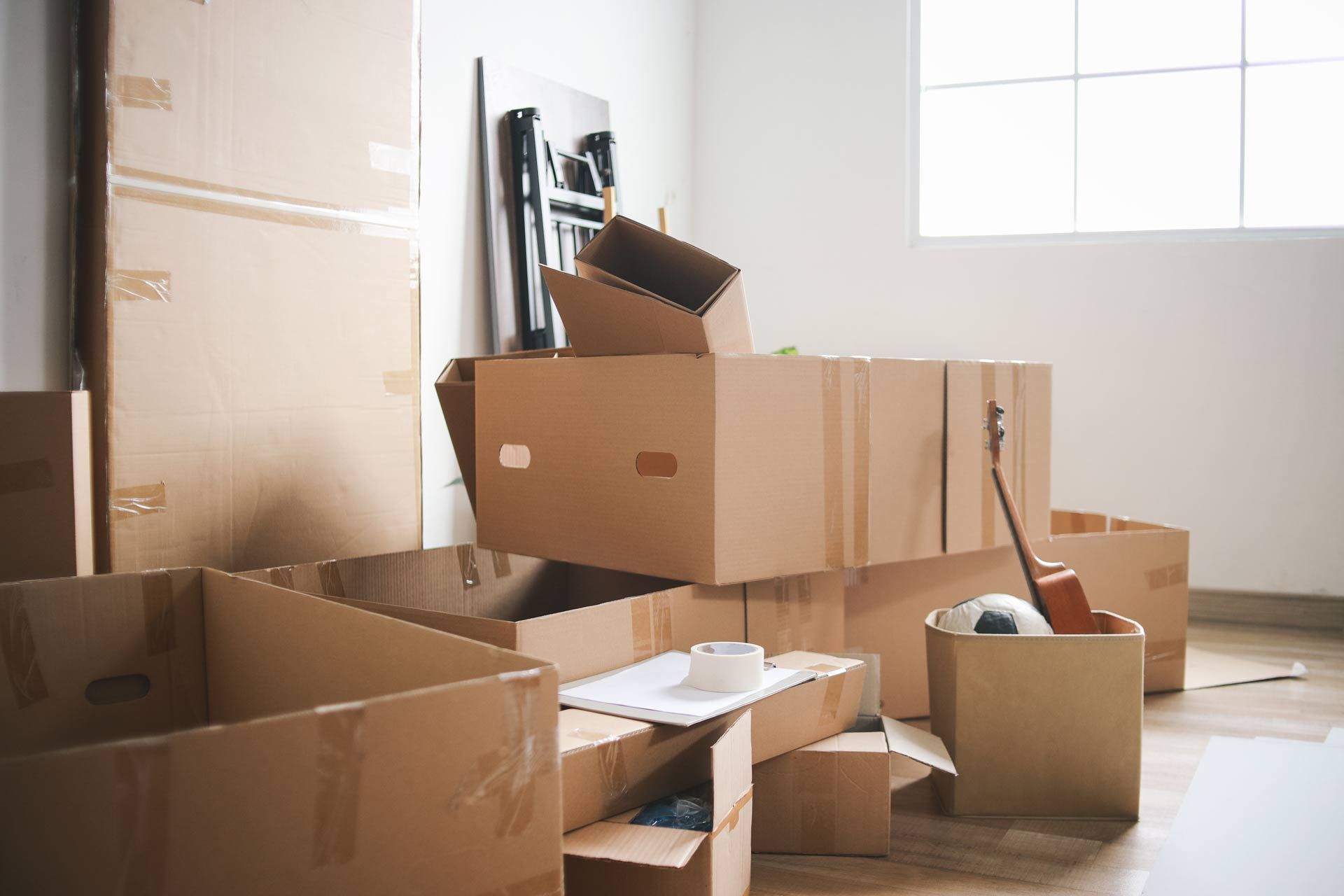 Cardboard Boxes in a Room