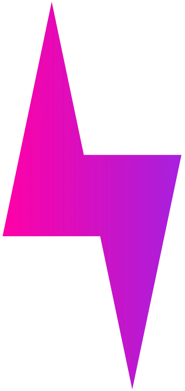 A fuchsia-to-purple gradient lightning bolt icon on a white background.
