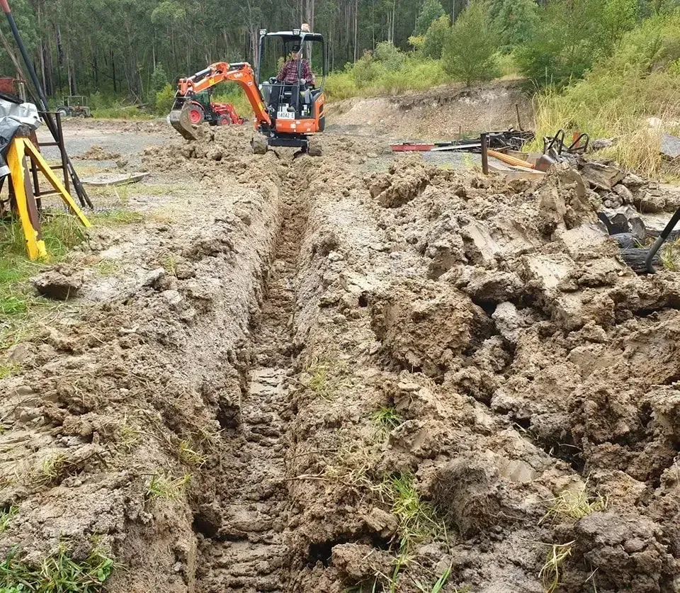 The Ground is Being Prepared for Electrical Work — Firefly Connections In Mayfield West, NSW