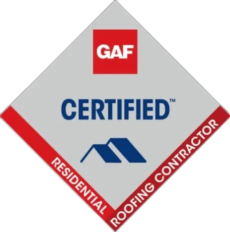 A logo for a certified residential roofing contractor