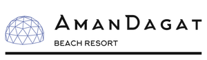 Logo for AmanDagat Beach Resort, featuring an architectural dome icon and the resort's name below it.