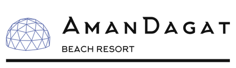Logo for AmanDagat Beach Resort, featuring an architectural dome icon and the resort's name below it.