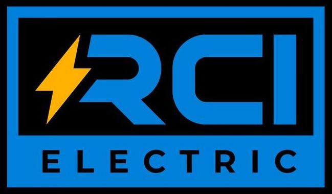 The logo for rci electric has a lightning bolt on it.