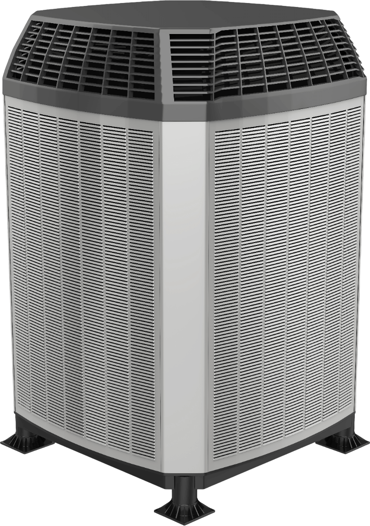 Outdoor air conditioning unit with black and gray components.