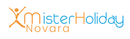 Logo di Mister Holiday Novara in arancione e blu con figura stilizzata