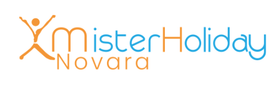 Logo di Mister Holiday Novara in arancione e blu con figura stilizzata