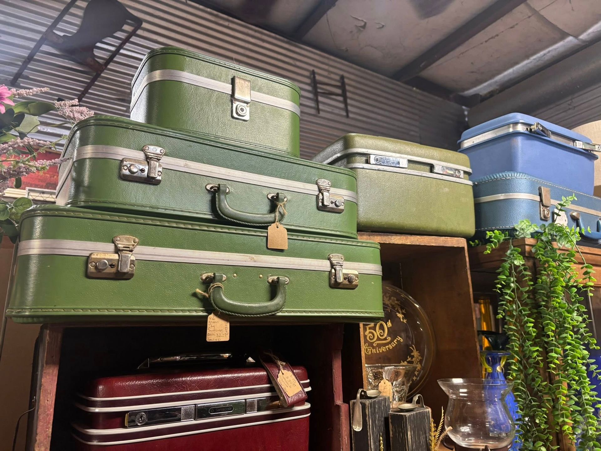 Vintage suitcases in various colors