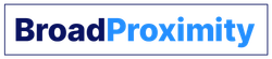 A blue and white logo for broad proximity