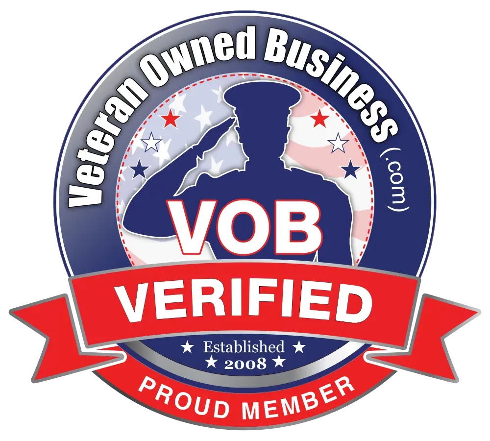 A logo for a veteran owned business that has been verified