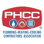 The logo for the plumbing heating and cooling contractors association.
