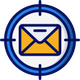 An envelope is in the center of a target.