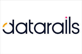 Logo for Datarails: black text with a yellow and pink accent.
