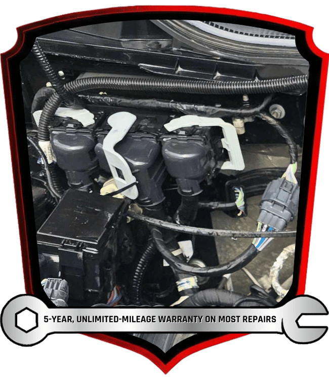 Automotive ignition coil and electrical wiring components during diagnostics service