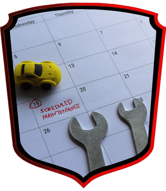 Scheduled vehicle maintenance marked on calendar with wrenches