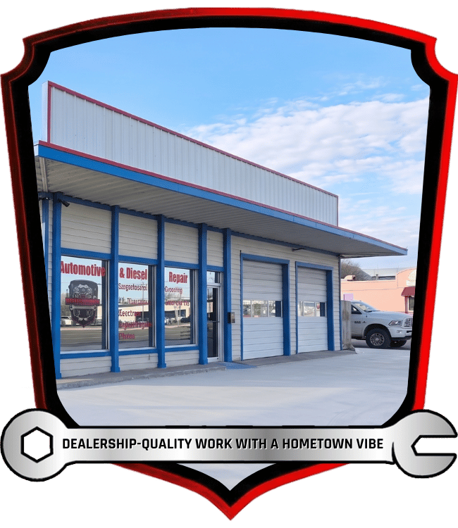 Automotive and diesel repair shop storefront exterior view