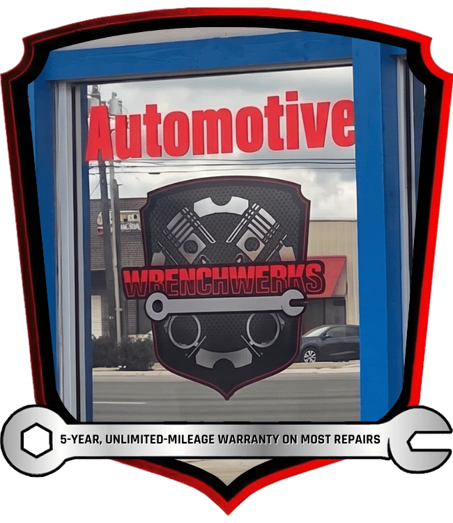 Automotive and diesel repair shop window logo and storefront branding