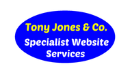 a blue logo that says Tony Jones & co. specialist website services Wrexham