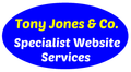 a blue logo that says Tony Jones & co. specialist website services Wrexham
