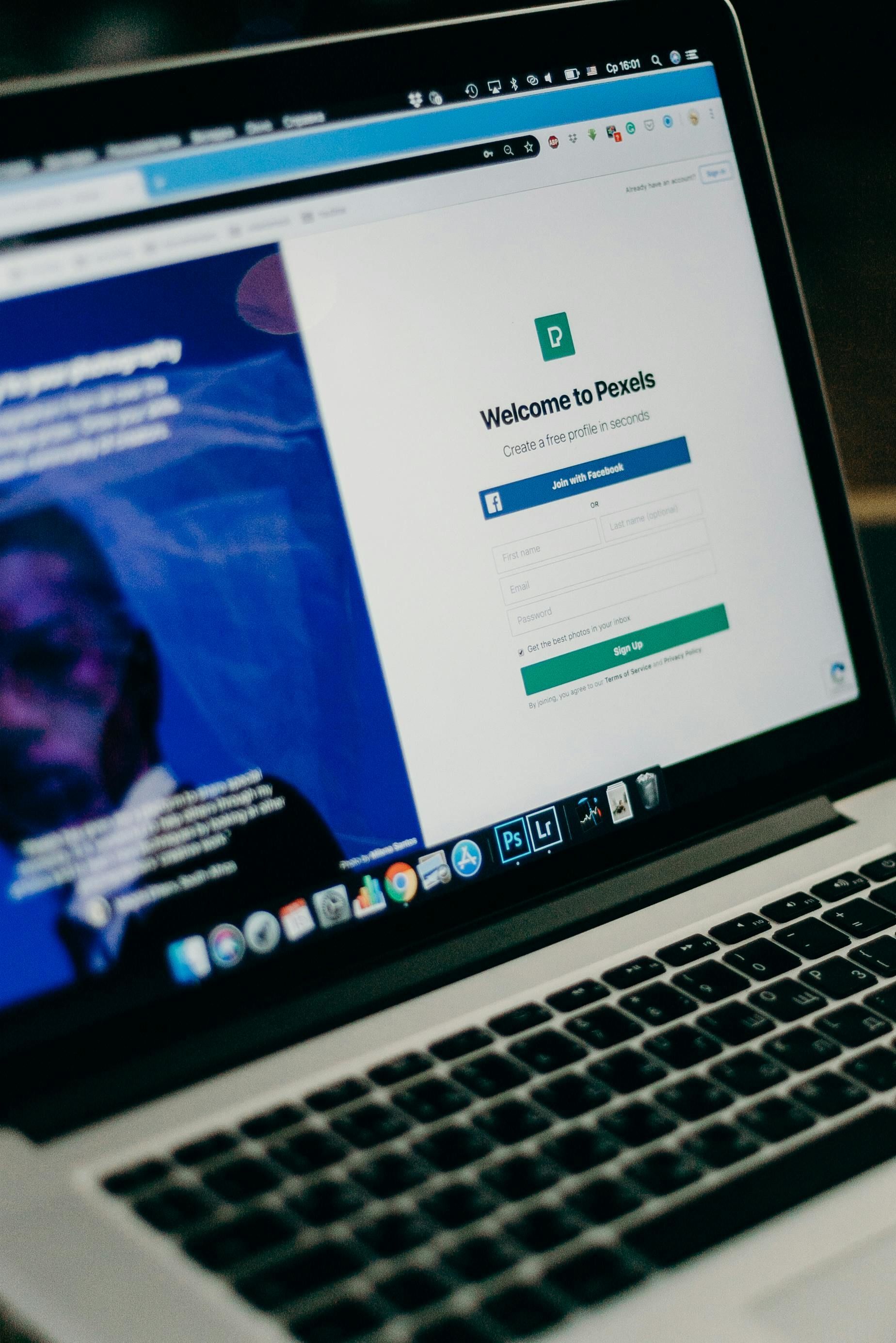 Login page on a website