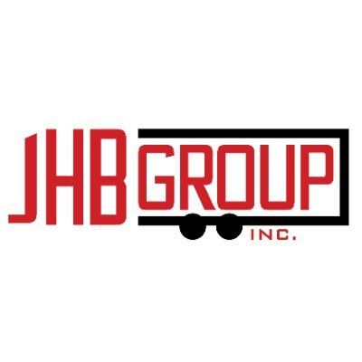 A red and black logo for jhb group inc.