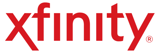 A red xfinity logo on a white background