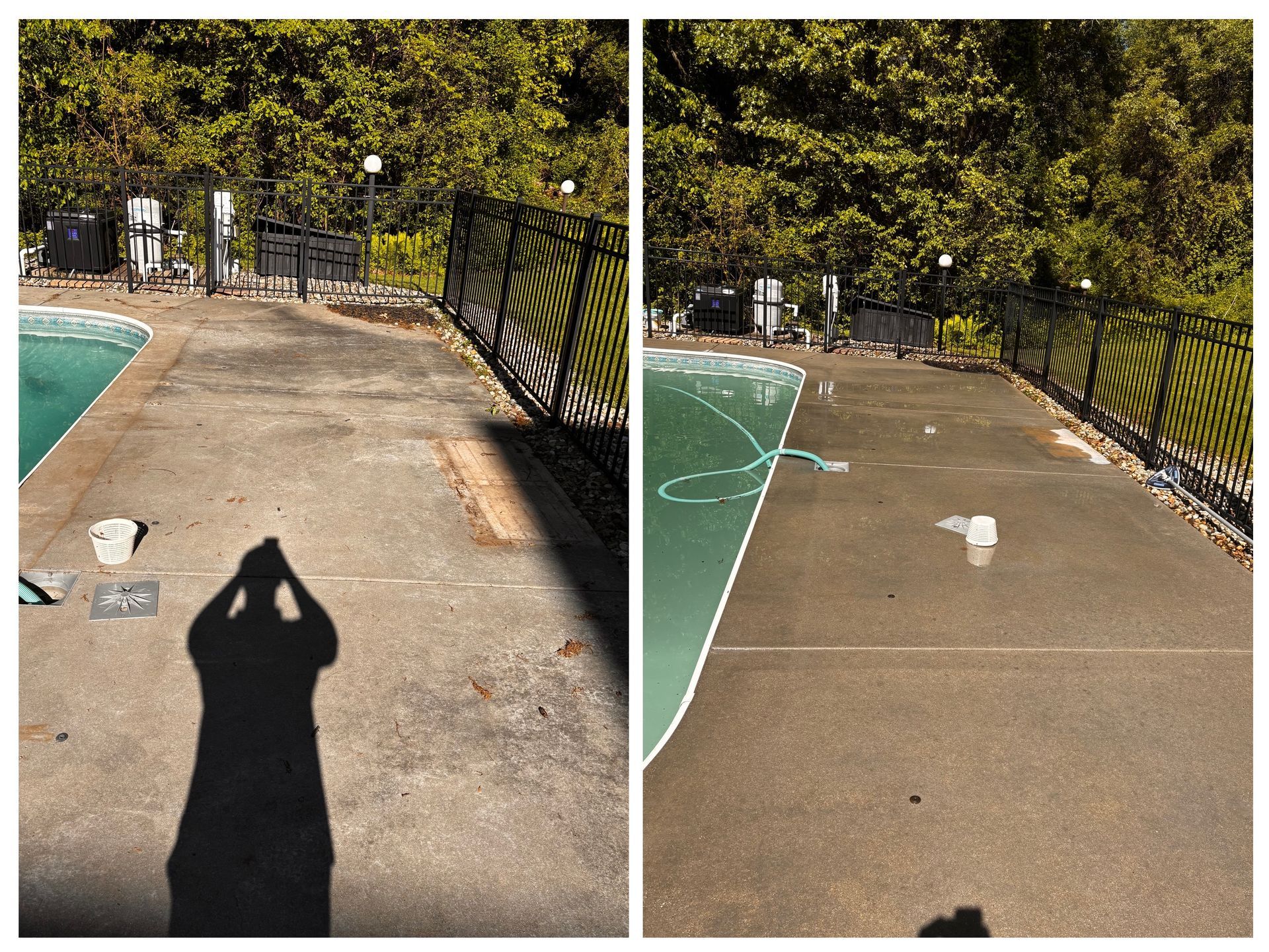 A before and after photo of a basketball court
